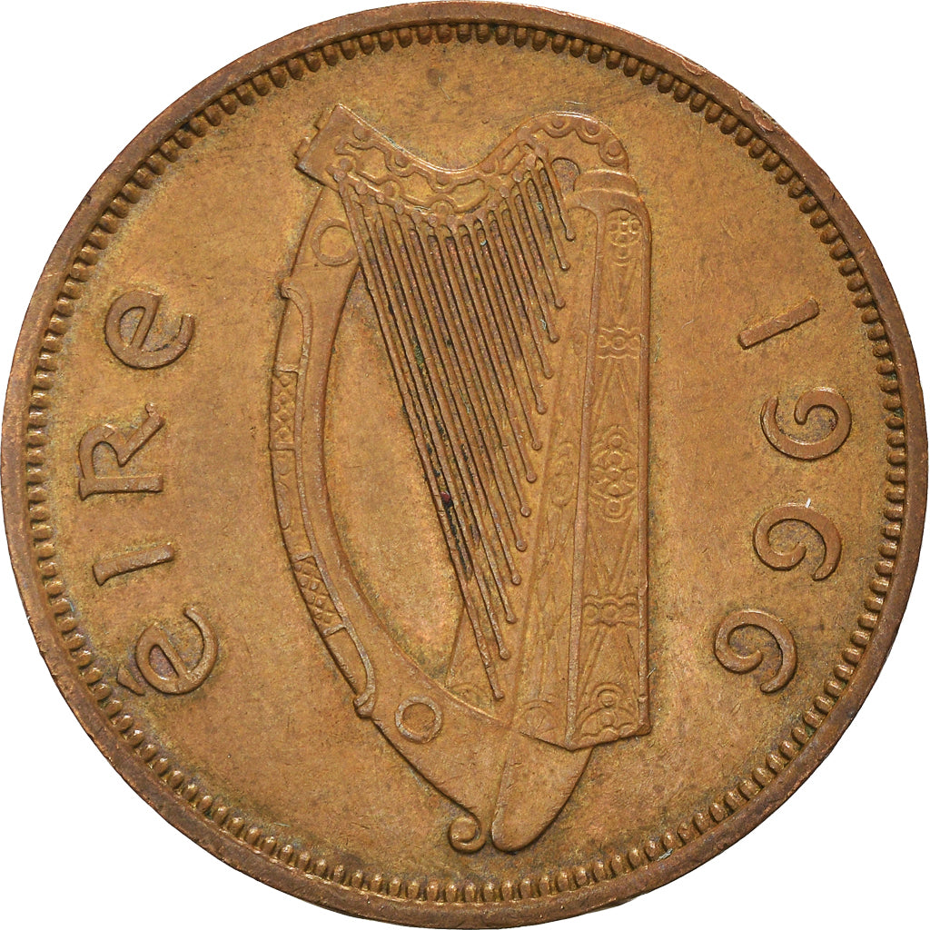 Coin, IRELAND REPUBLIC, 1/2 Penny, 1966, EF(40-45), Bronze, KM:10