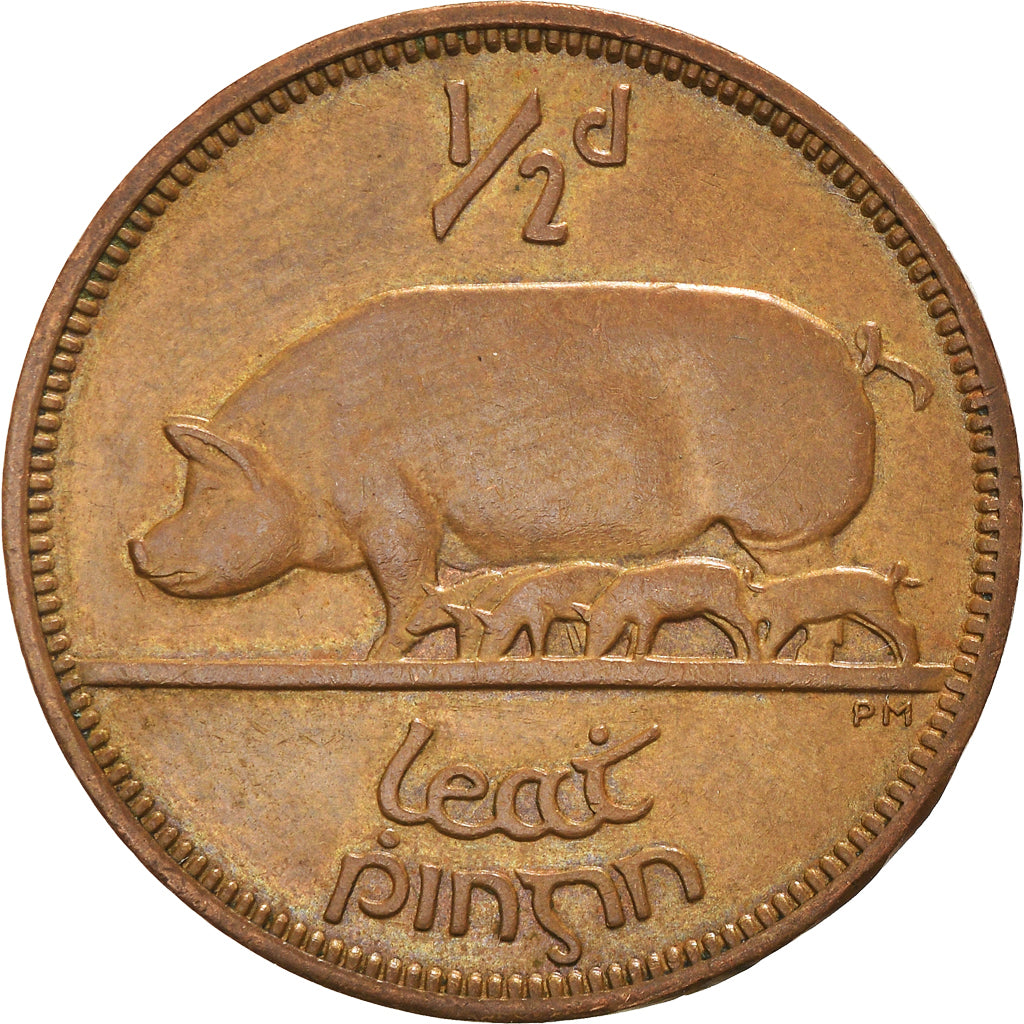 Coin, IRELAND REPUBLIC, 1/2 Penny, 1966, EF(40-45), Bronze, KM:10