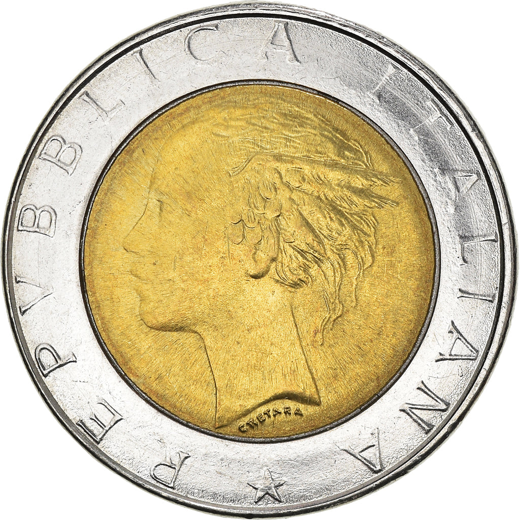 Coin, Italy, 500 Lire, 1987, Rome, AU(55-58), Bi-Metallic, KM:111