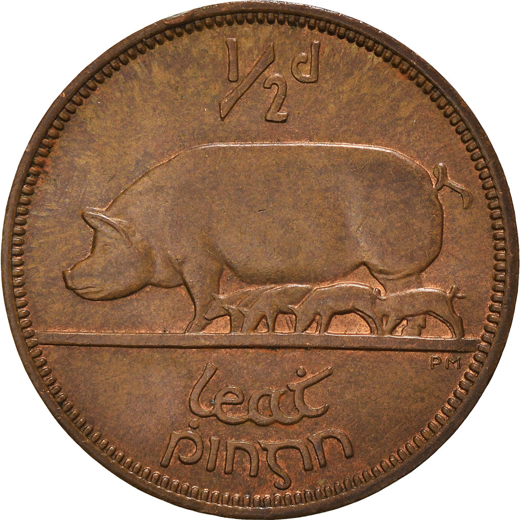 Coin, IRELAND REPUBLIC, 1/2 Penny, 1965, EF(40-45), Bronze, KM:10