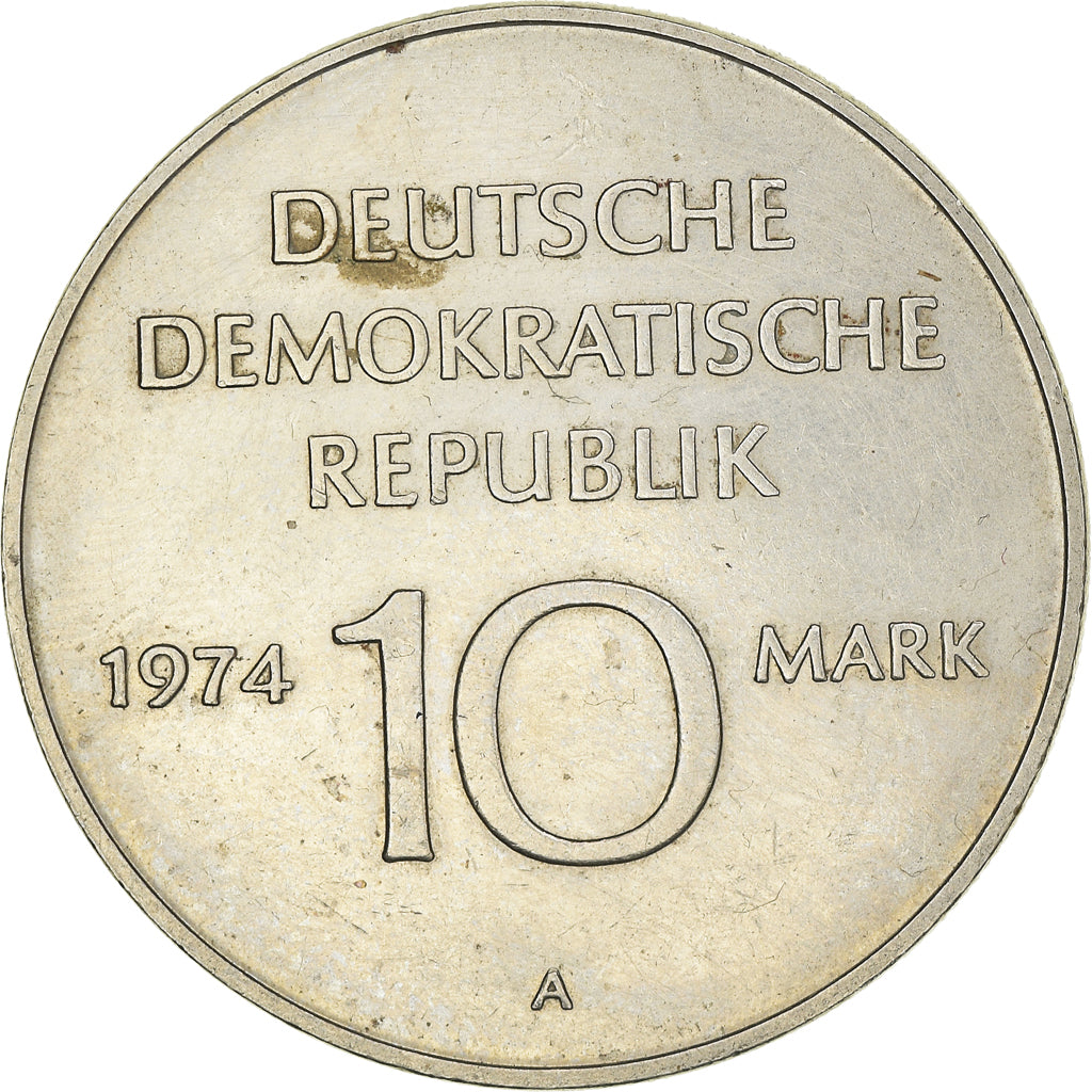 Moneta, REPUBBLICA DEMOCRATICA TEDESCA, 10 Mark, 1974, Berlin, BB, Rame-nichel