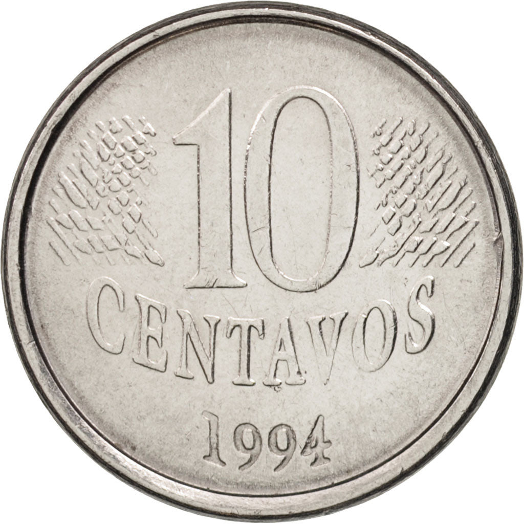Coin, Brazil, 10 Centavos, 1994, AU(55-58), Stainless Steel, KM:633