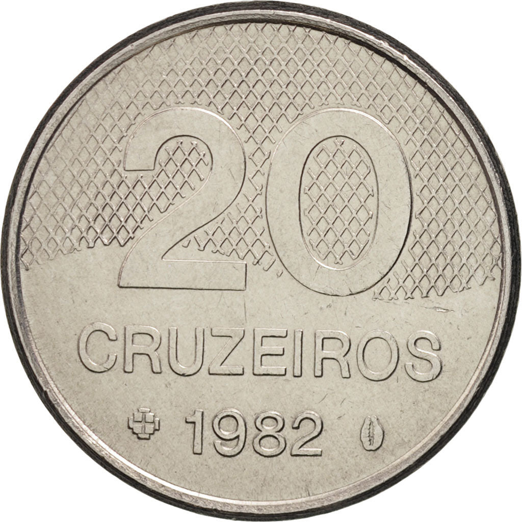 Münze, Brasilien, 20 Cruzeiros, 1982, VZ, Stainless Steel, KM:593.1