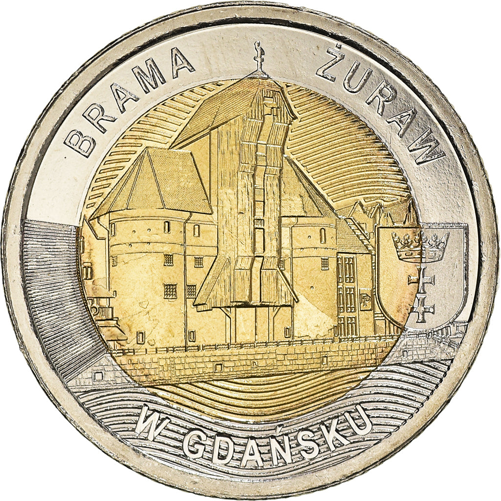 Monnaie, Pologne, The Crane Gate in Gdańsk, 5 Zlotych, 2021, SPL