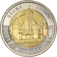 Moneda, Polonia, The Crane Gate in Gdańsk, 5 Zlotych, 2021, SC, Bimetálico