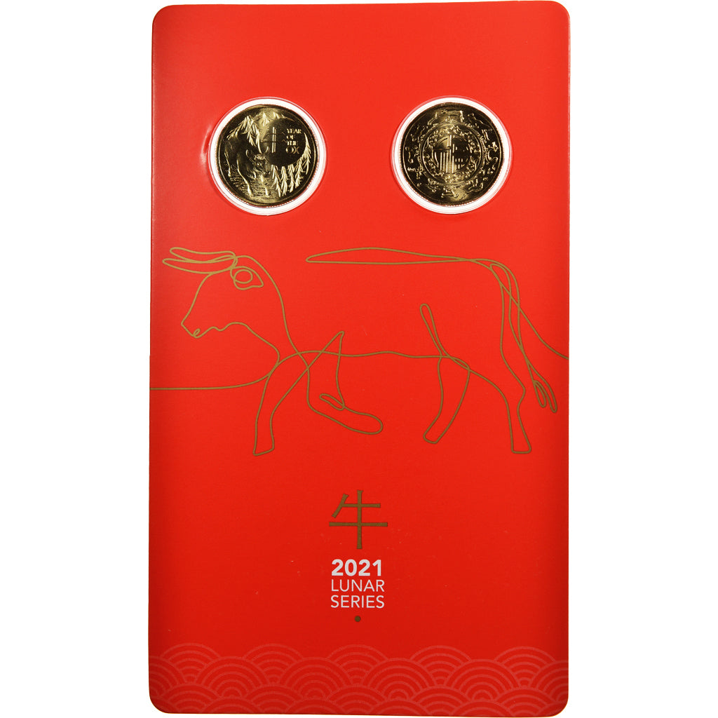Coin, Australia, Année du boeuf, Set, 2021, BU, MS(65-70), Aluminum-Bronze