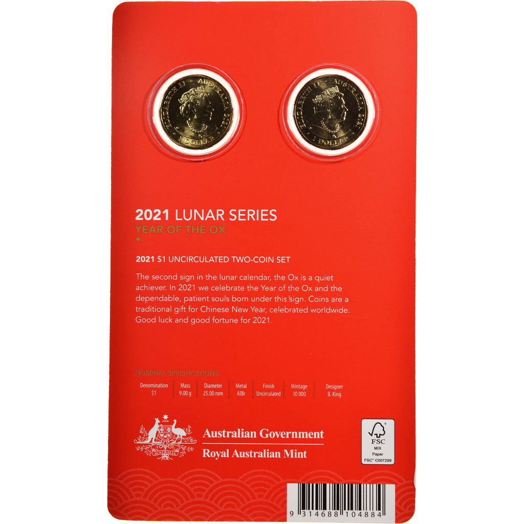Coin, Australia, Année du boeuf, Set, 2021, BU, MS(65-70), Aluminum-Bronze