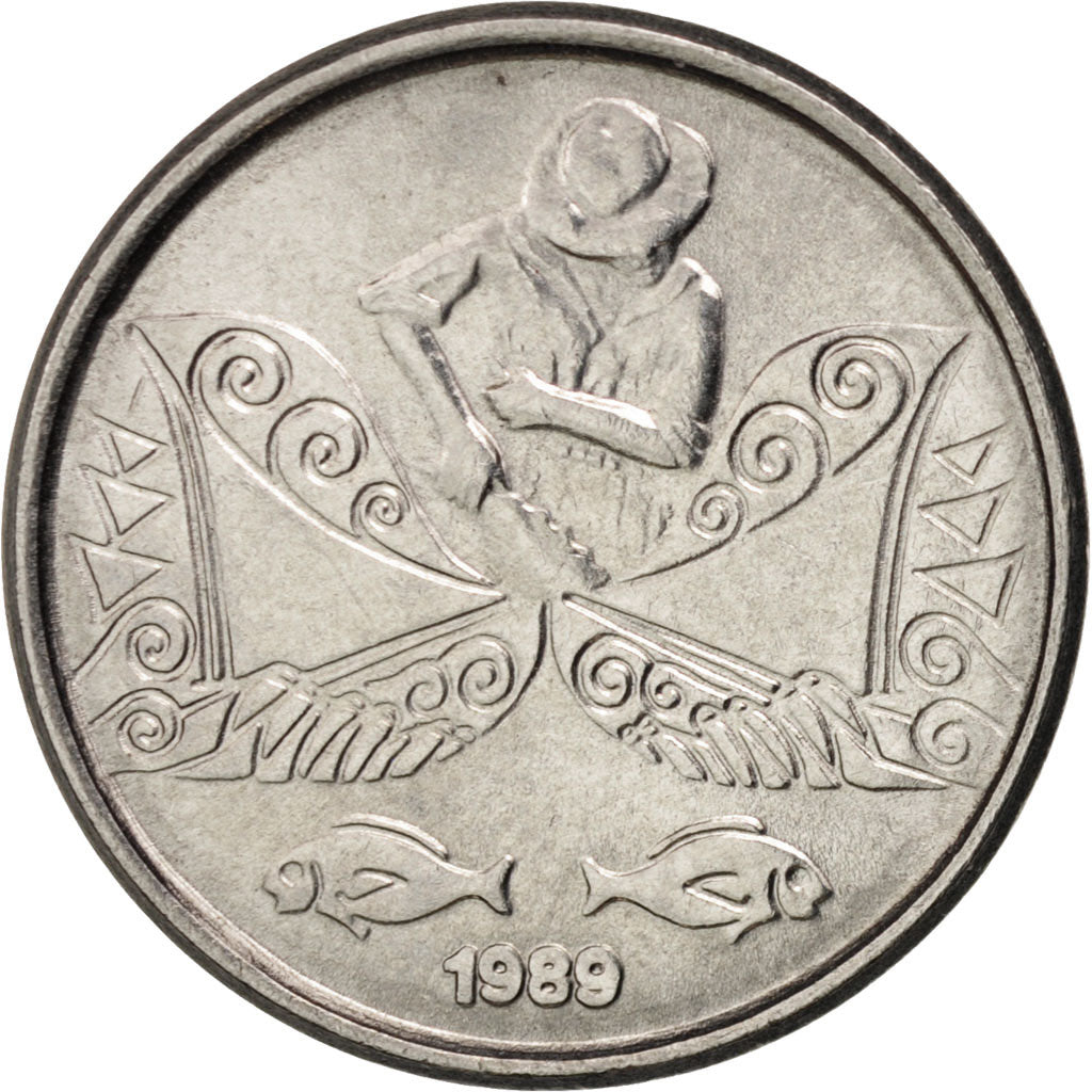 Coin, Brazil, 5 Centavos, 1989, MS(63), Stainless Steel, KM:612