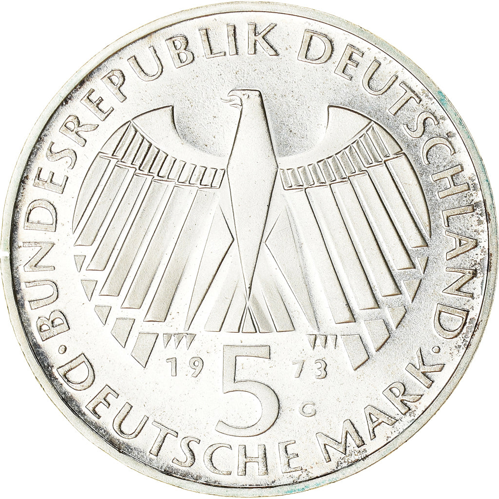 Coin, GERMANY - FEDERAL REPUBLIC, 5 Mark, 1973, Karlsruhe, Germany, BE, MS(63)