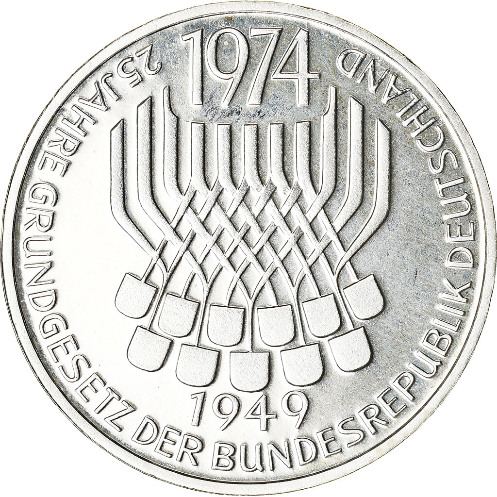 Coin, GERMANY - FEDERAL REPUBLIC, 5 Mark, 1974, Stuttgart, Germany, BE, MS(63)