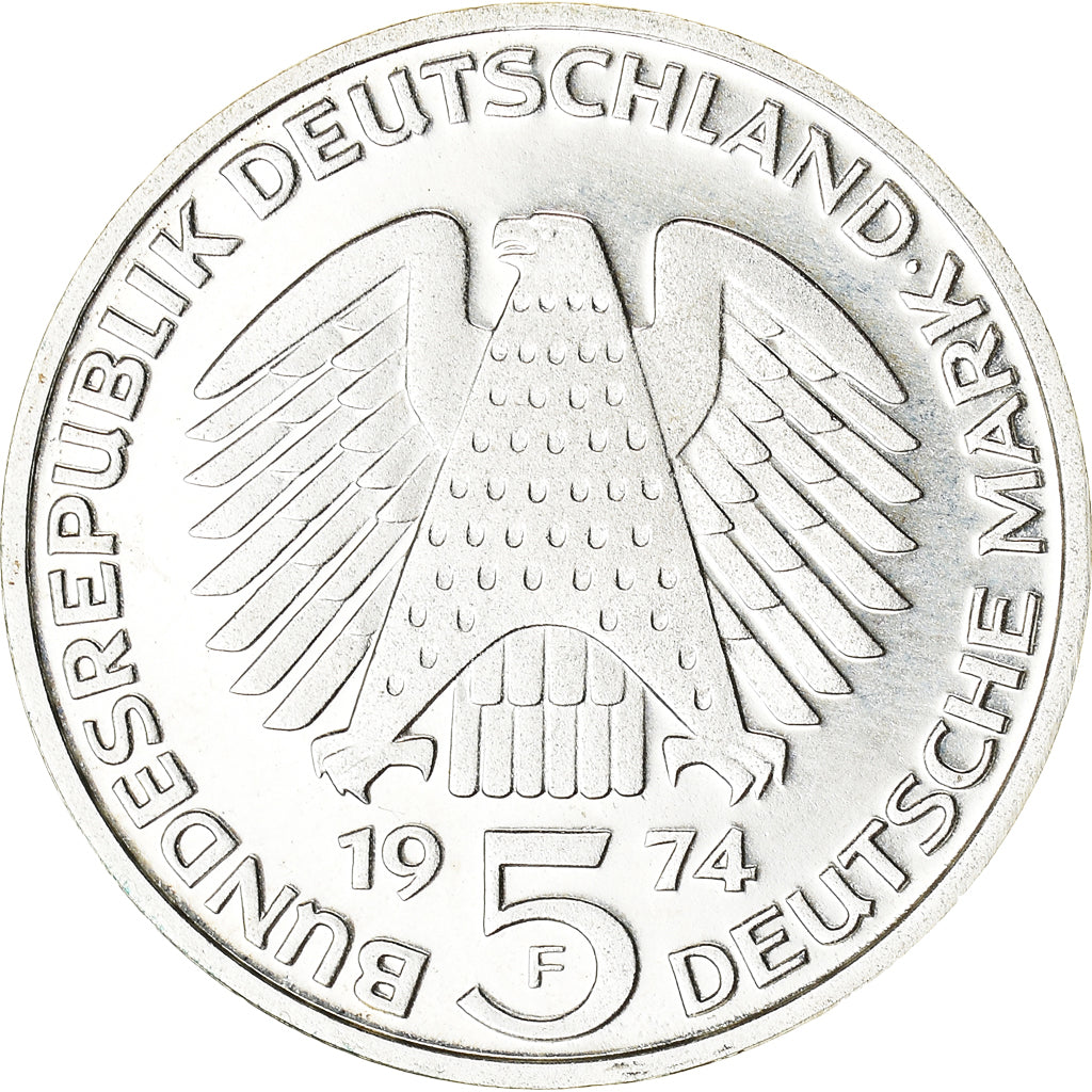 Coin, GERMANY - FEDERAL REPUBLIC, 5 Mark, 1974, Stuttgart, Germany, BE, MS(63)