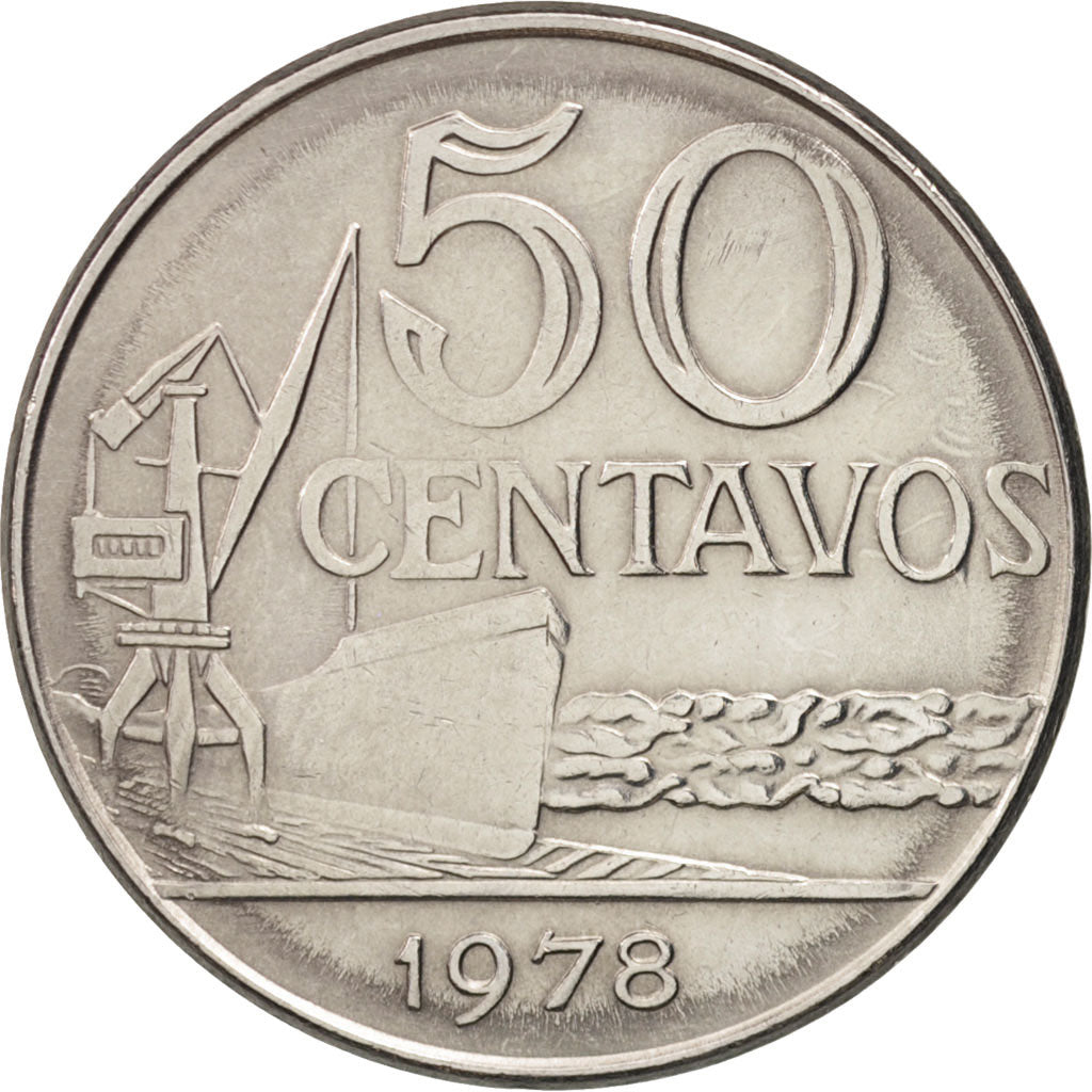 Coin, Brazil, 50 Centavos, 1978, MS(63), Stainless Steel, KM:580b
