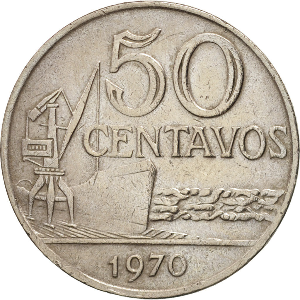 Coin, Brazil, 50 Centavos, 1970, EF(40-45), Copper-nickel, KM:580a