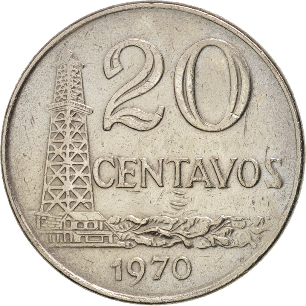 Coin, Brazil, 20 Centavos, 1970, EF(40-45), Copper-nickel, KM:579.2