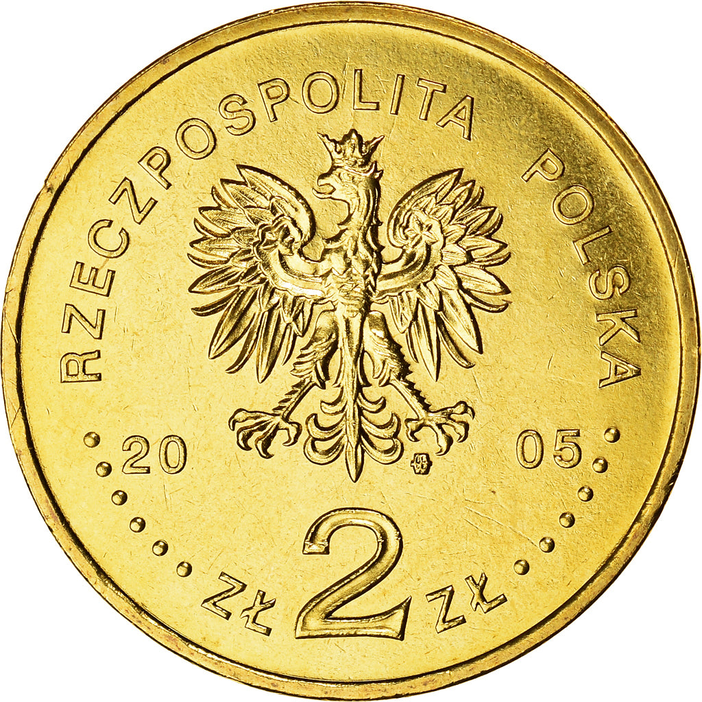 Coin, Poland, 2 Zlote, 2005, Warsaw, AU(55-58), Brass, KM:608