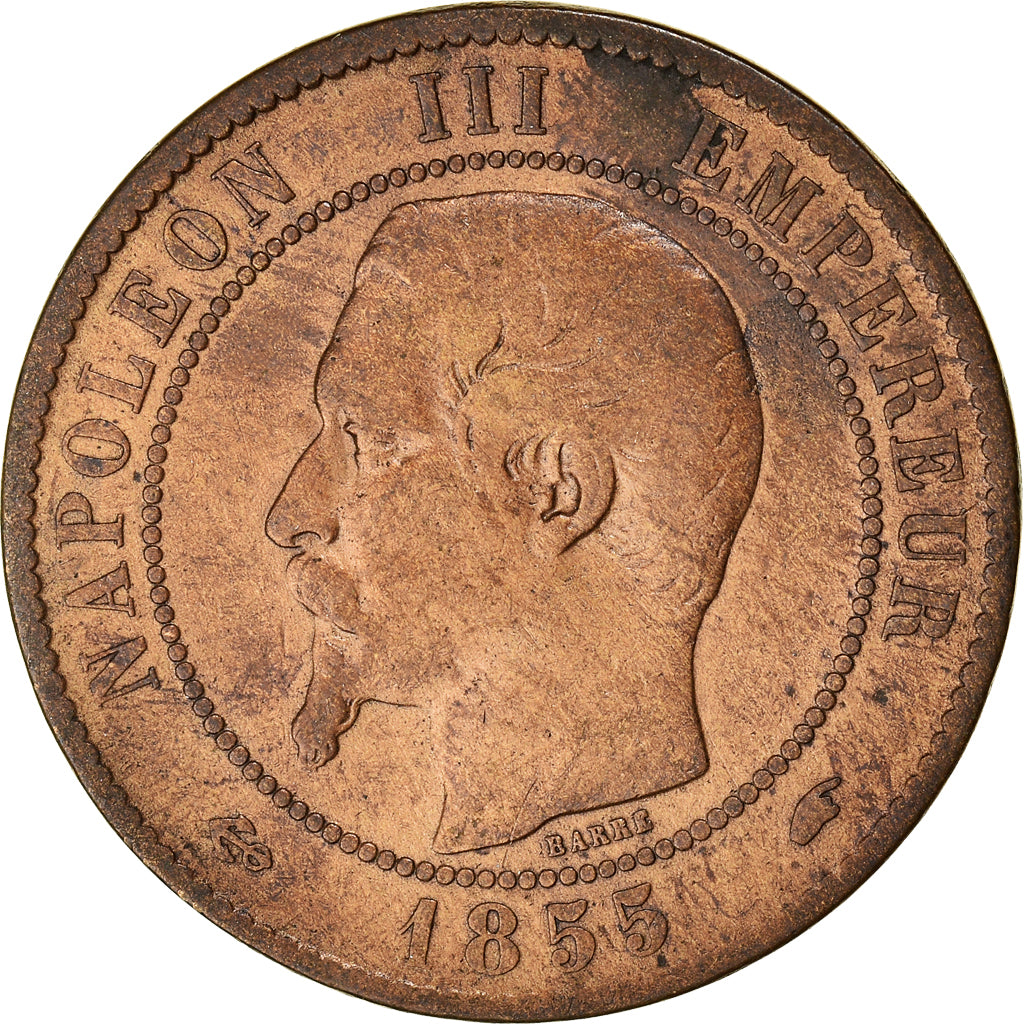 Moneta, Francja, Napoleon III, 10 Centimes, 1855, Paris, VF(20-25), Brązowy