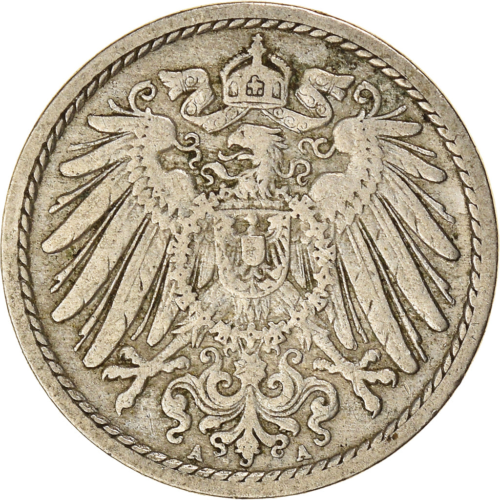 Coin, GERMANY - EMPIRE, Wilhelm II, 5 Pfennig, 1907, Berlin, VF(30-35)