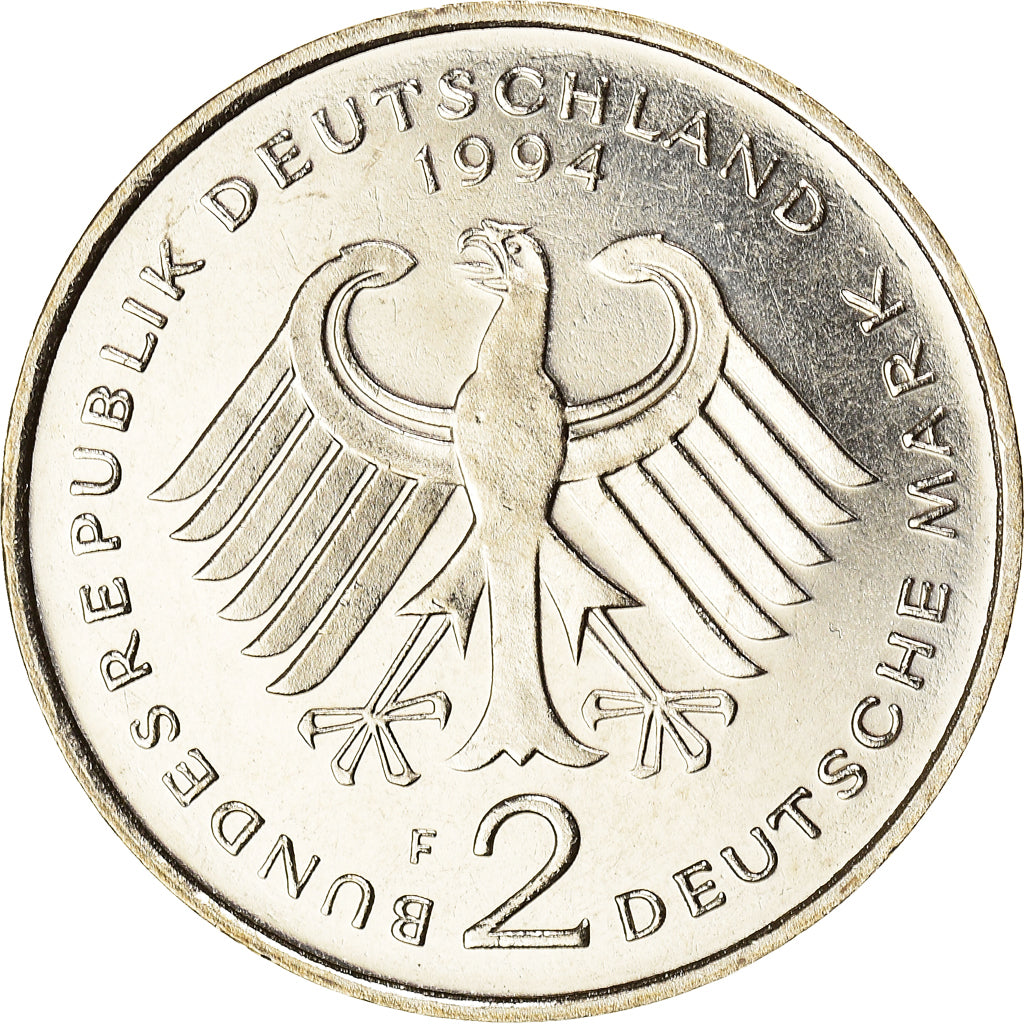 Moneta, GERMANIA - REPUBBLICA FEDERALE, 2 Mark, 1994, Stuttgart, SPL, Nichel