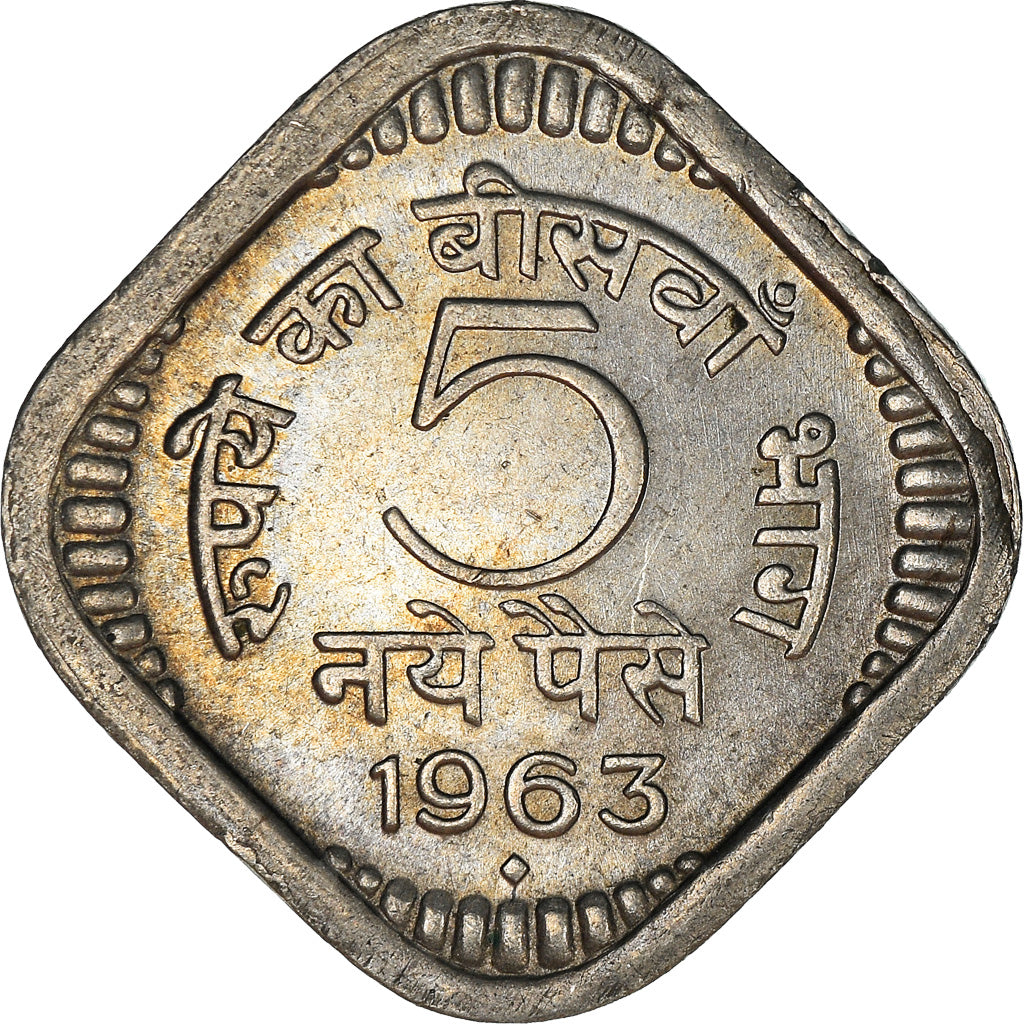 Coin, INDIA-REPUBLIC, 5 Naye Paise, 1963, EF(40-45), Copper-nickel, KM:16