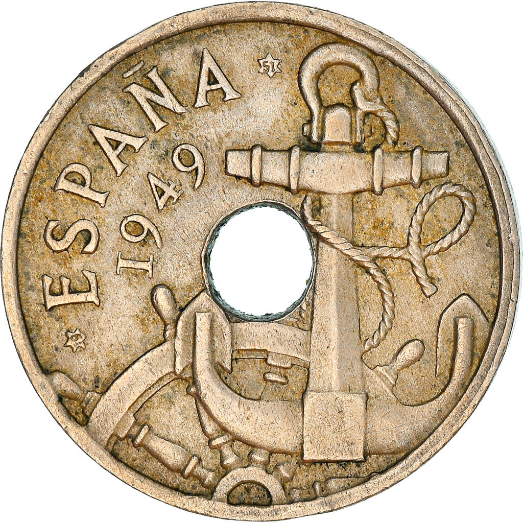 Moeda, Espanha, Francisco Franco, caudillo, 50 Centimos, 1951, VF(30-35)