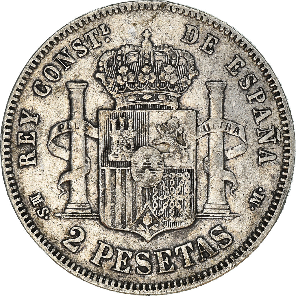 Moneda, España, Alfonso XII, 2 Pesetas, 1882, Madrid, BC+, Plata, KM:678.2