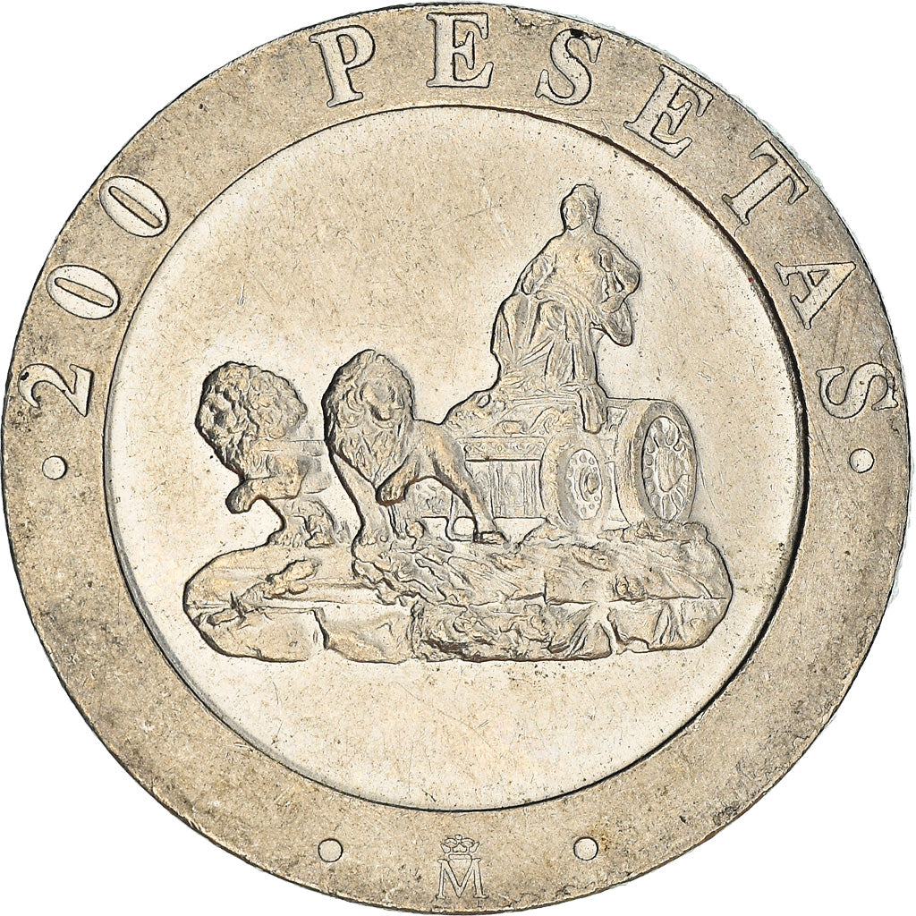 Moneta, Hiszpania, Juan Carlos I, 200 Pesetas, 1990, VF(30-35), Miedź-Nikiel