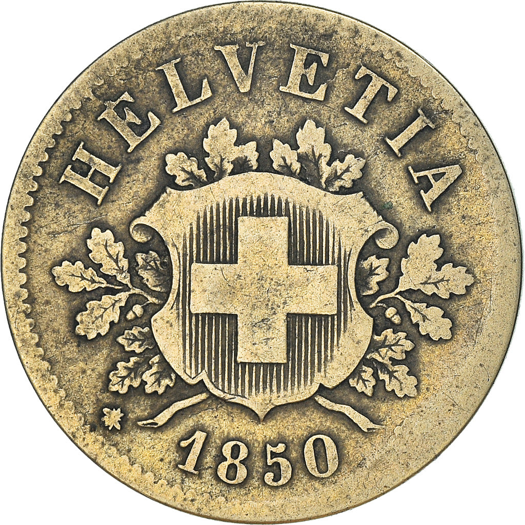 Coin, Switzerland, 10 Rappen, 1850, Bern, VF(20-25), Billon, KM:6