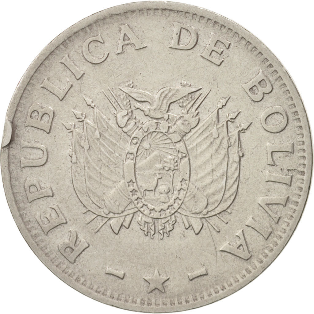Coin, Bolivia, 50 Centavos, 1987, EF(40-45), Stainless Steel, KM:204