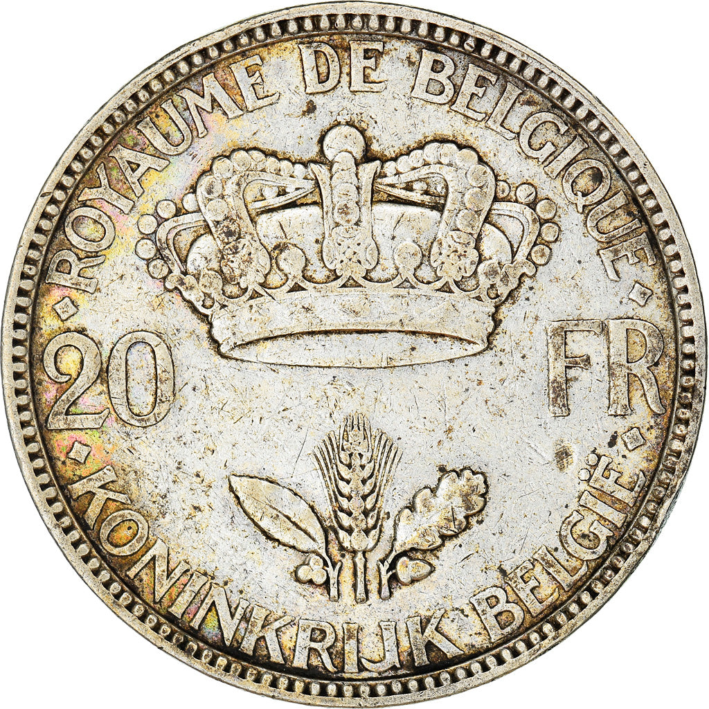 Moeda, Bélgica, 20 Francs, 20 Frank, 1935, VF(30-35), Prata, KM:105