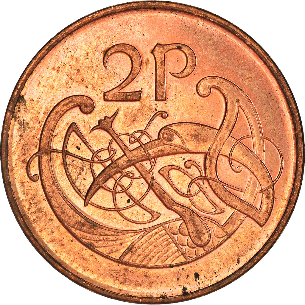 Moneta, REPUBBLICA D’IRLANDA, 2 Pence, 1995, BB+, Acciaio placcato rame