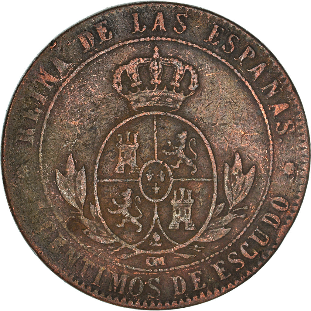 Coin, Spain, Isabel II, 5 Centimos, 1868, Madrid, VF(20-25), Copper, KM:635.1