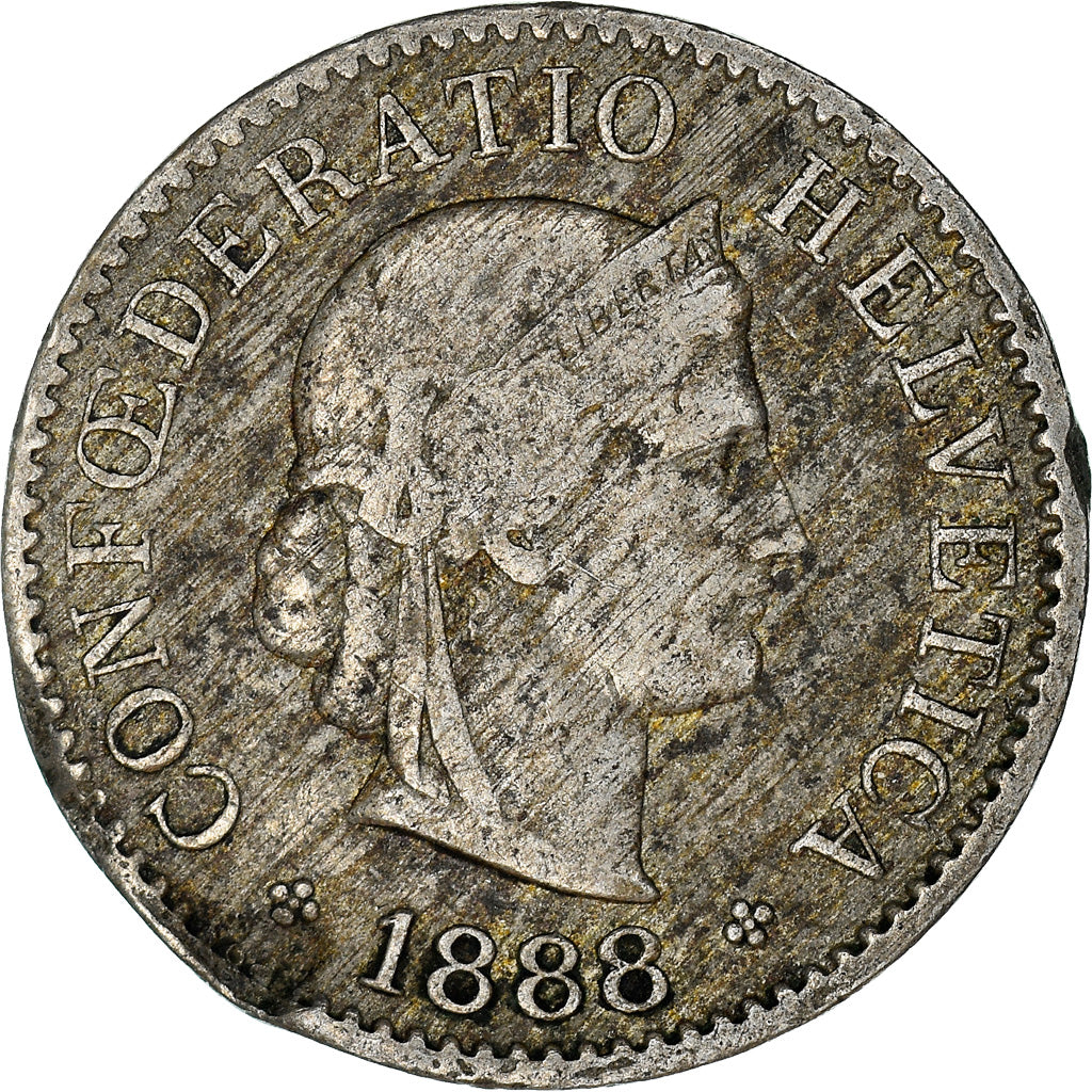 Coin, Switzerland, 5 Rappen, 1888, Bern, VF(20-25), Copper-nickel, KM:26