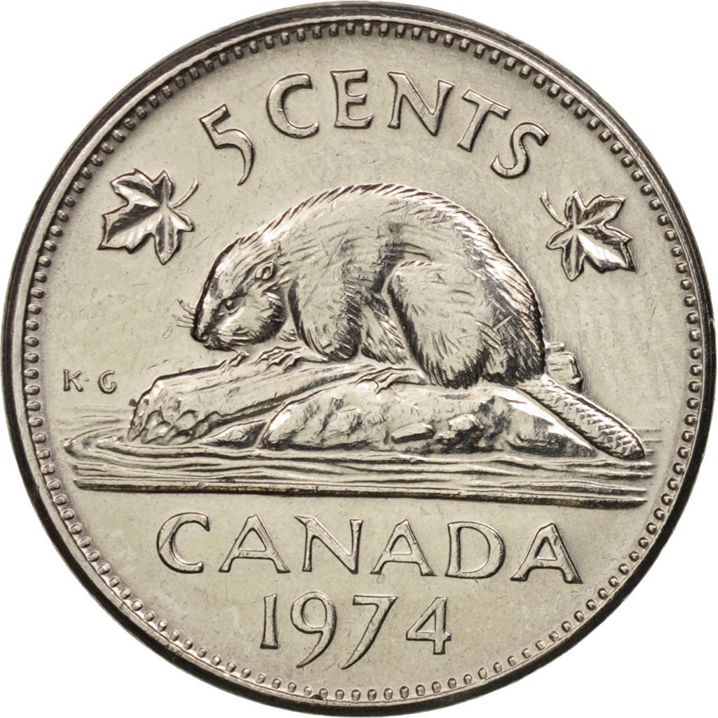 Coin, Canada, Elizabeth II, 5 Cents, 1974, Royal Canadian Mint, Ottawa