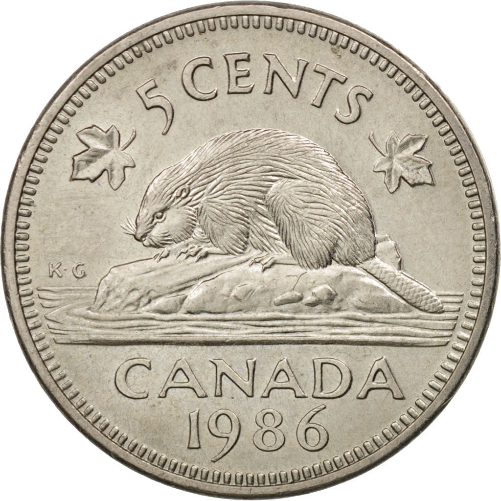 Coin, Canada, Elizabeth II, 5 Cents, 1986, Royal Canadian Mint, Ottawa