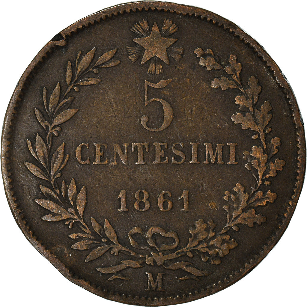 Moneda, Italia, 5 Centesimi, 1861