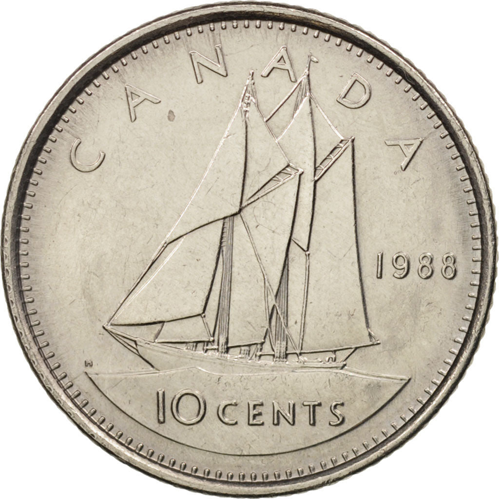 Coin, Canada, Elizabeth II, 10 Cents, 1988, Royal Canadian Mint, Ottawa