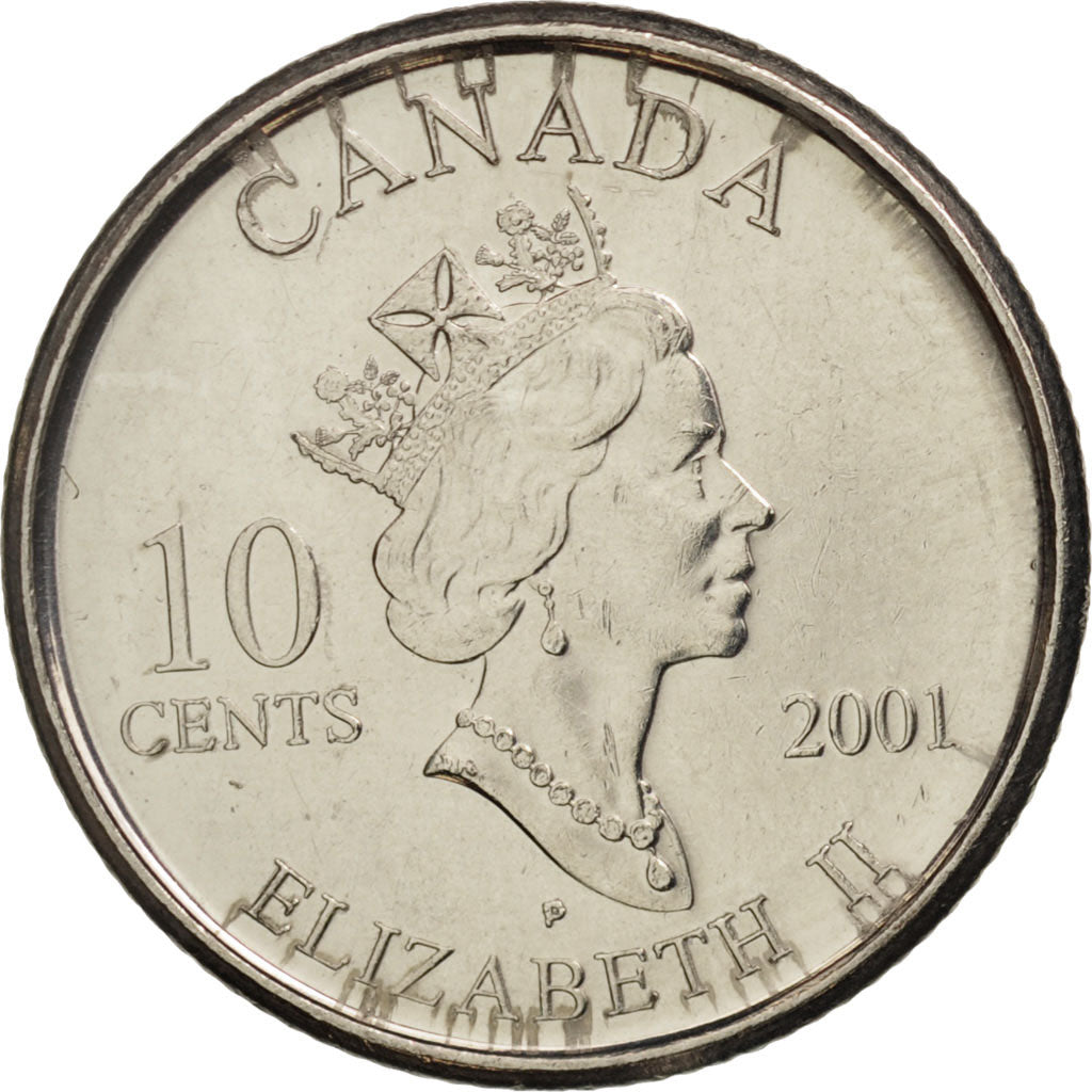 Monnaie, Canada, Elizabeth II, 10 Cents, 2001, Royal Canadian Mint, SUP, Nickel