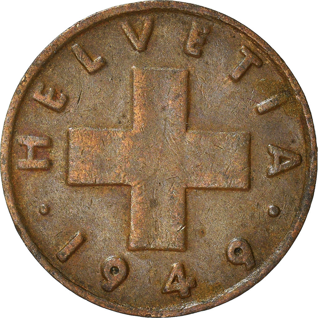 Münze, Schweiz, Rappen, 1949