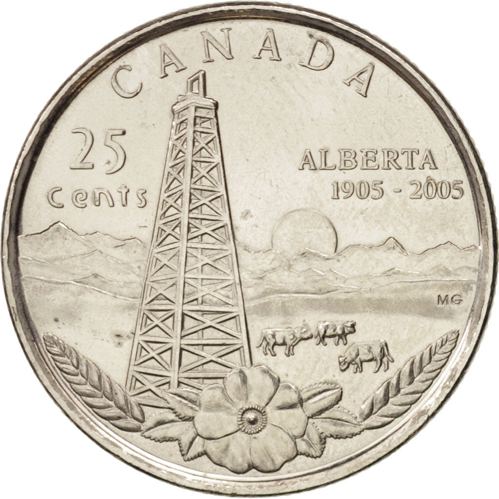 Coin, Canada, Elizabeth II, 25 Cents, 2005, Royal Canadian Mint, MS(63), Nickel
