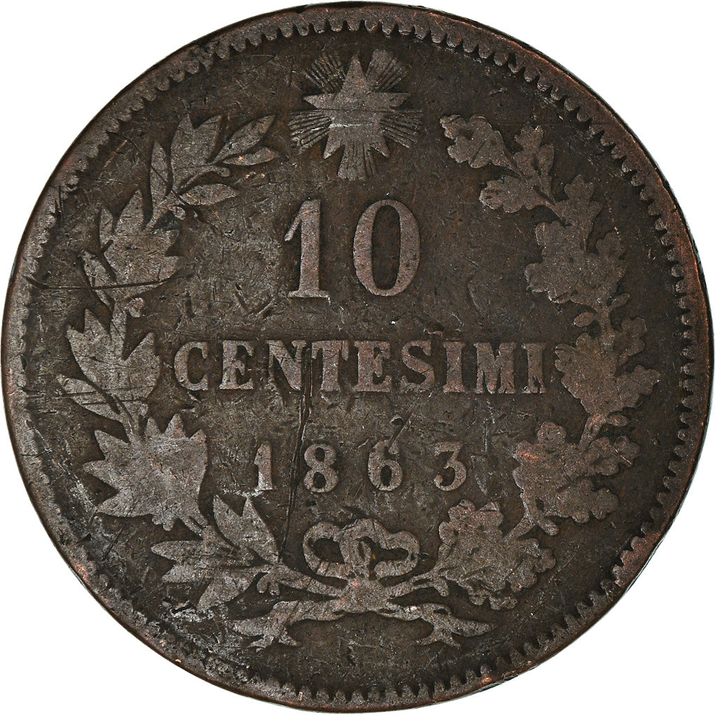 Moneda, Italia, 10 Centesimi, 1863