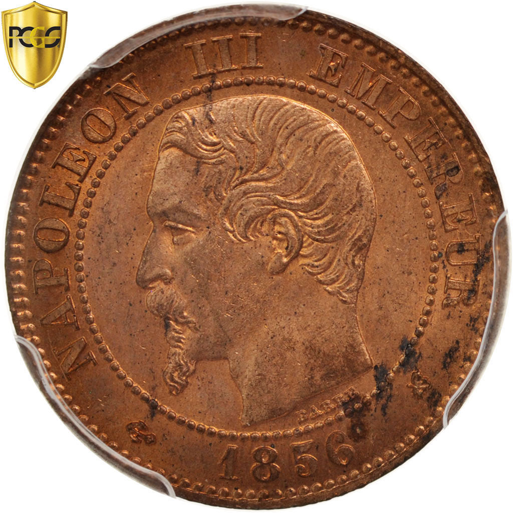Frankreich, Napoleon III, 2 Centimes, 1856, Bordeaux, Bronze, PCGS, MS64RD