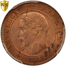 Francja, Napoleon III, 2 Centimes, 1856, Paris, Brązowy, PCGS, MS64RD