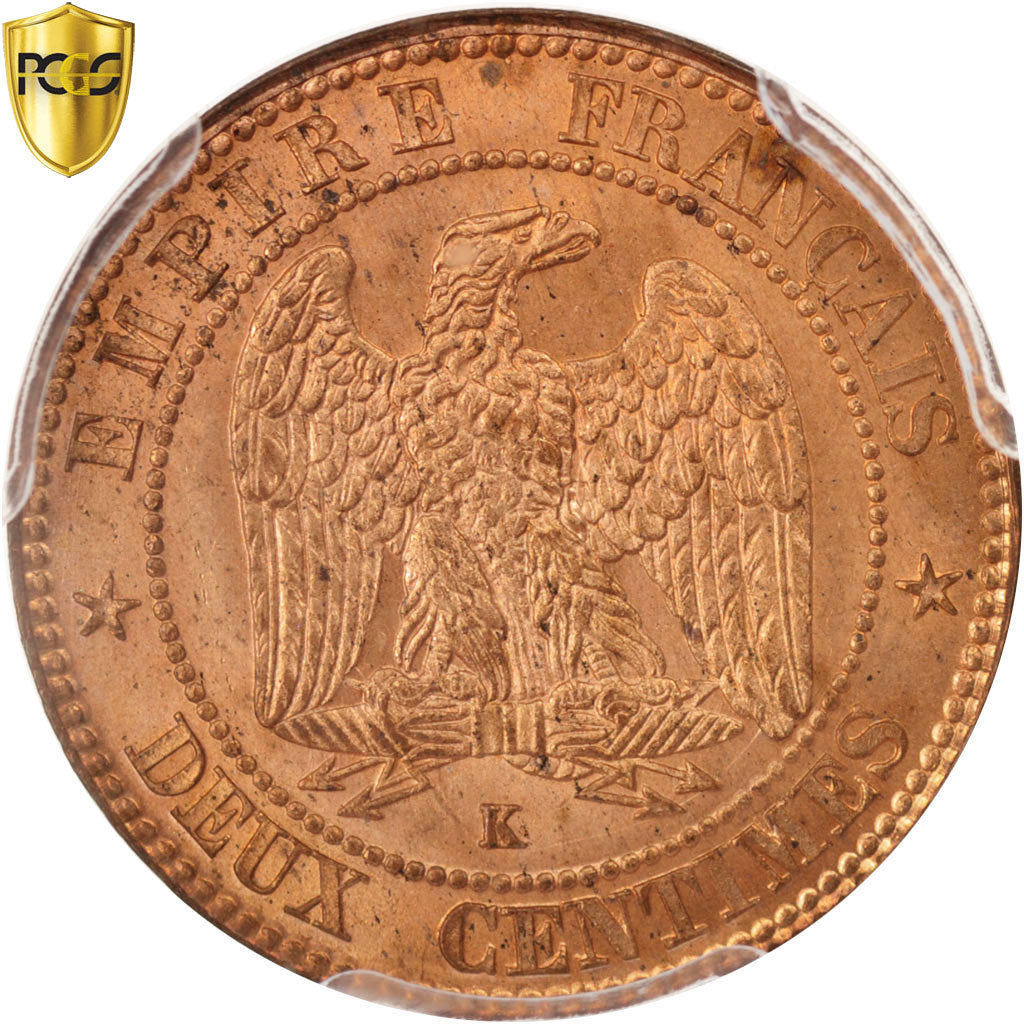 Frankreich, Napoleon III, 2 Centimes, 1856, Bordeaux, Bronze, PCGS, MS64RD