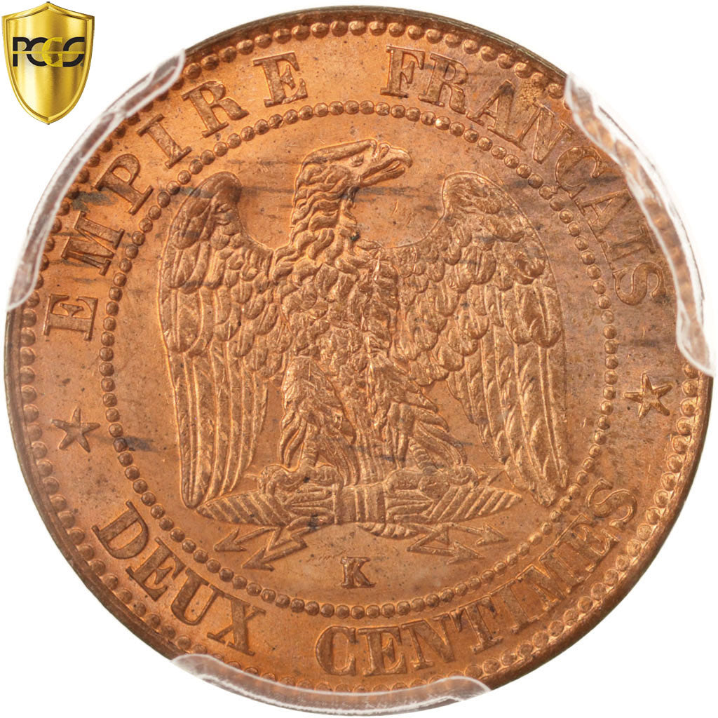 Frankreich, Napoleon III, 2 Centimes, 1856, Bordeaux, Bronze, PCGS, MS64RB