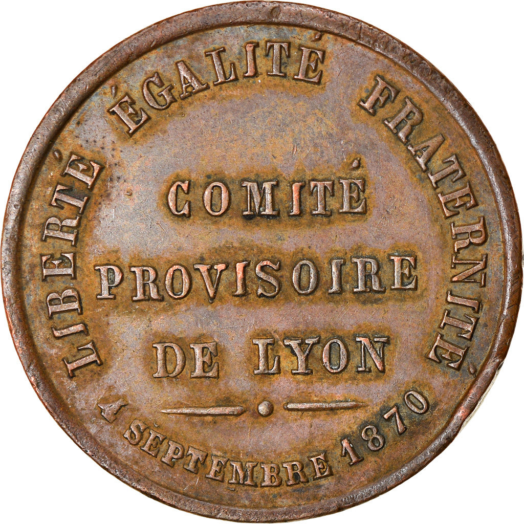 Francia, Token, Comité Provisoire de Lyon, Politics, 1870, BB+, Rame