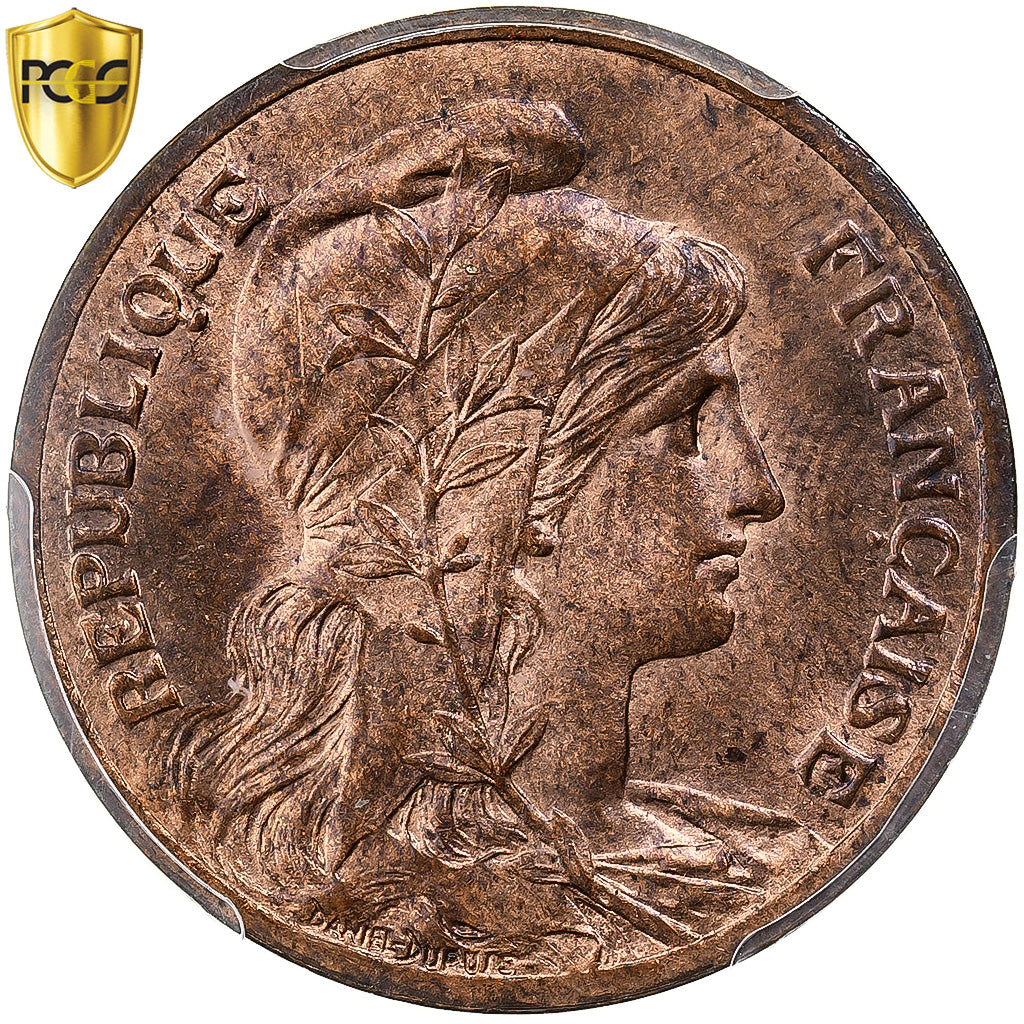 France, 5 Centimes, Daniel-Dupuis, 1900, Paris, Bronze, PCGS, MS64RB