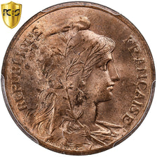 Francja, 5 Centimes, Daniel-Dupuis, 1900, Paris, Brązowy, PCGS, MS64+RD