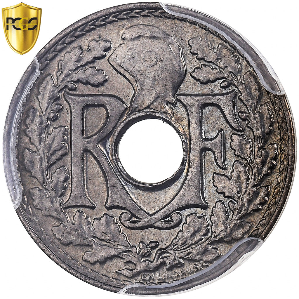 France, 5 Centimes, Lindauer, 1924, Paris, Copper-nickel, PCGS, MS65