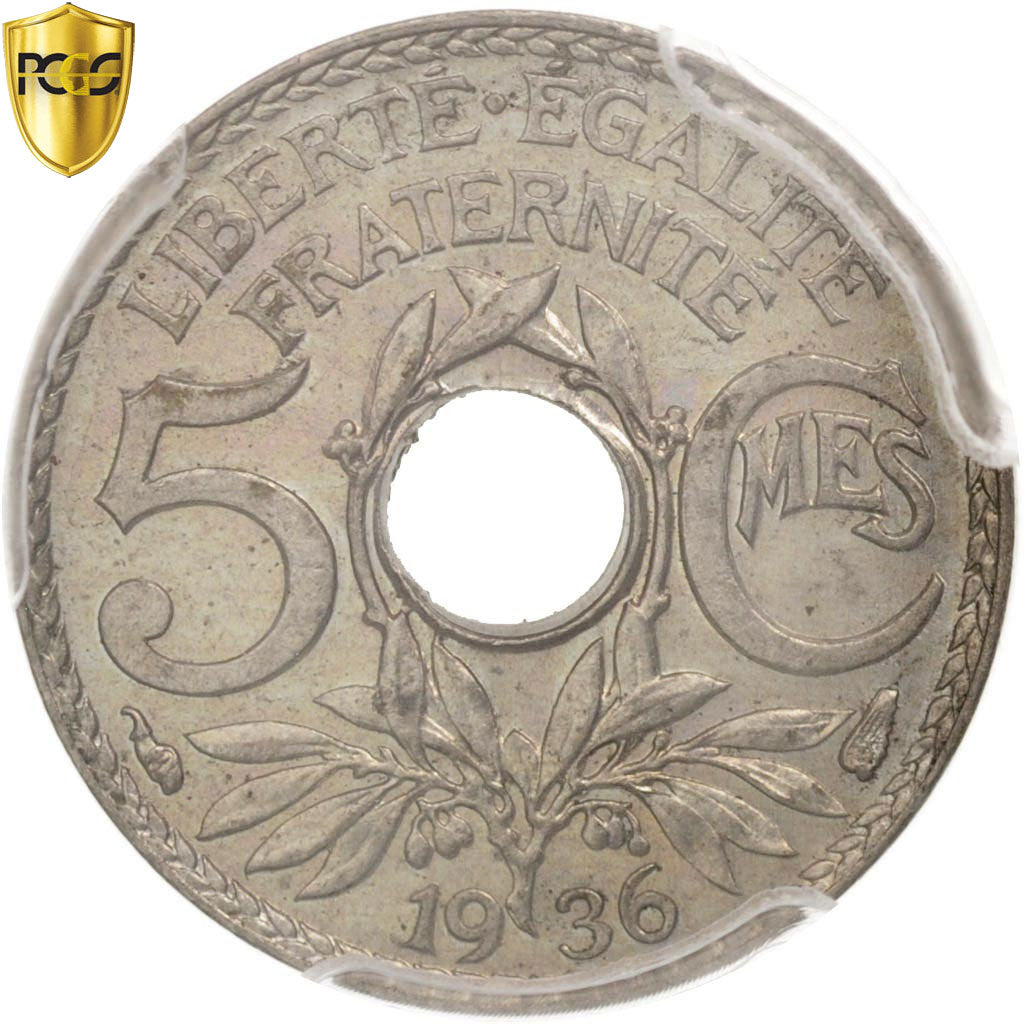 Coin, France, Lindauer, 5 Centimes, 1936, Paris, PCGS, MS64, MS(64)