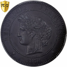 France, 10 Centimes, Cérès, 1871, Paris, Small A, Bronze, PCGS, AU58